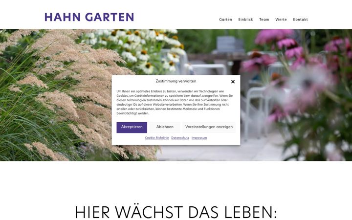 Screenshot of hahngarten.de