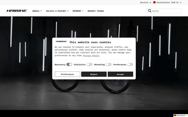 Screenshot of haibike.com
