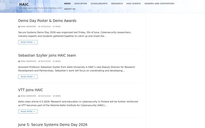 Screenshot of haic.aalto.fi