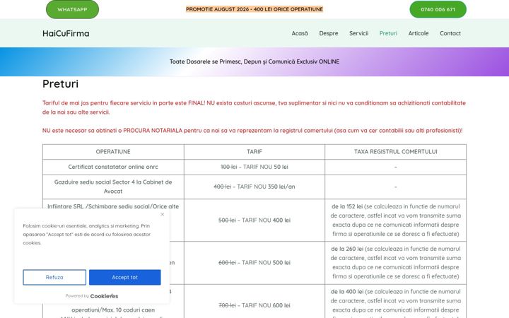 Screenshot of haicufirma.ro