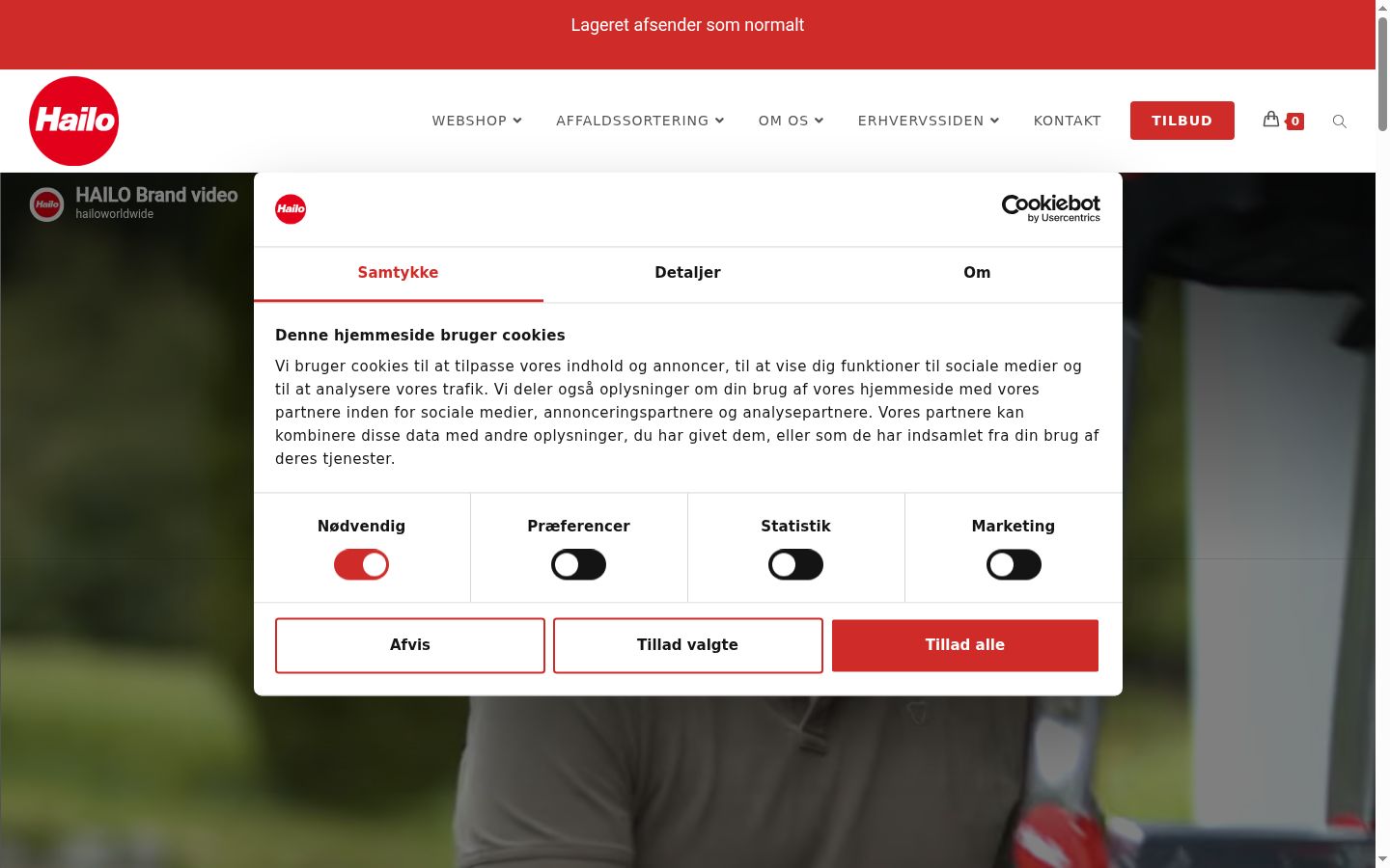 Screenshot del banner di consenso mostrato prima di qualsiasi interazione