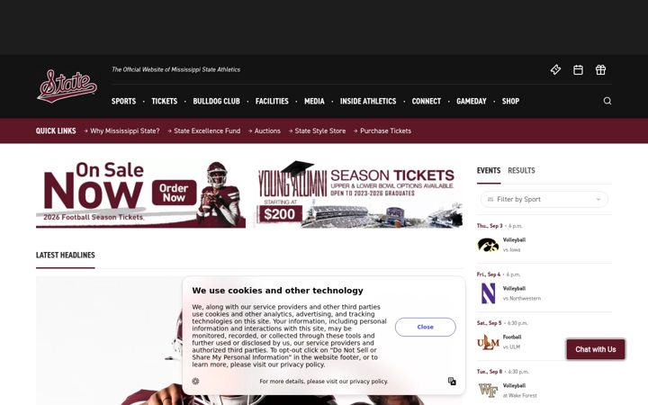 Screenshot of hailstate.com