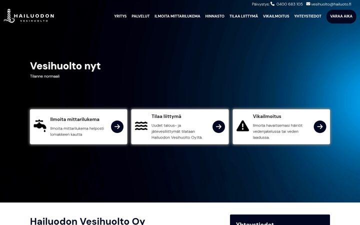 Screenshot of hailuodonvesihuolto.fi