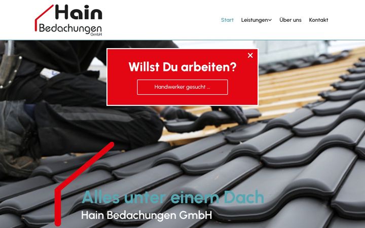 Posnetek zaslona hain-bedachungen.de