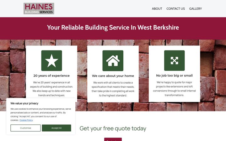 Screenshot of hainesbuildingservices.co.uk
