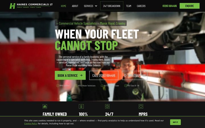 Screenshot of hainescommercials.co.uk