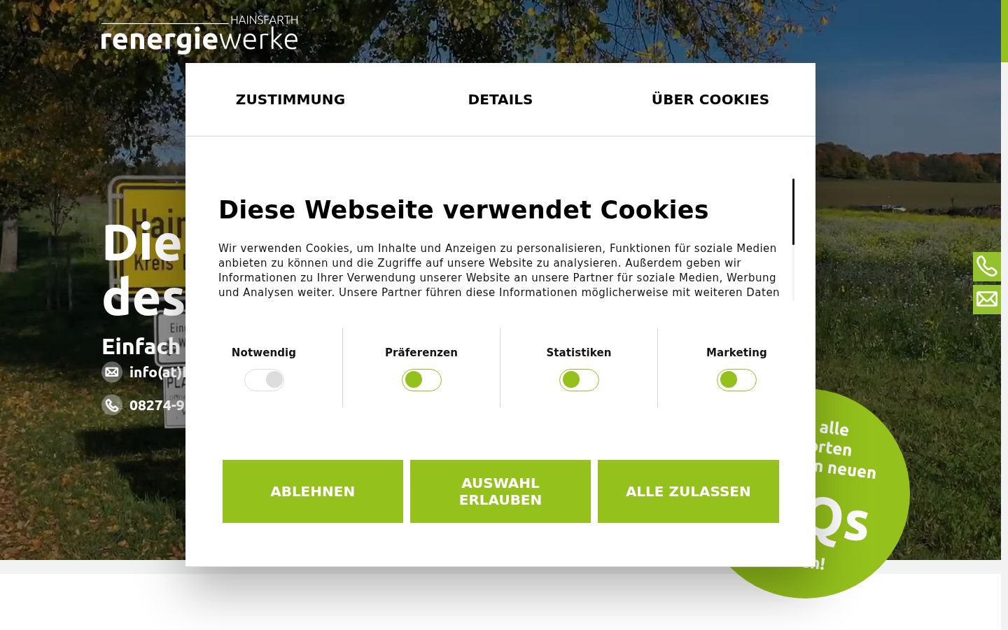 Screenshot del banner di consenso mostrato prima di qualsiasi interazione