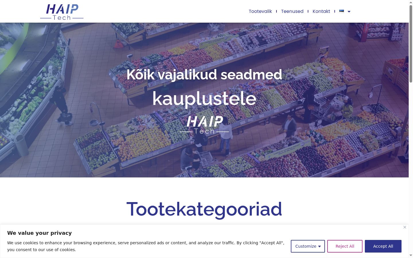 Ekrānuzņēmums ar piekrišanas baneri, kas tika rādīts pirms jebkādas mijiedarbības