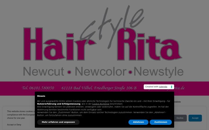 Screenshot of hair-style-rita.de