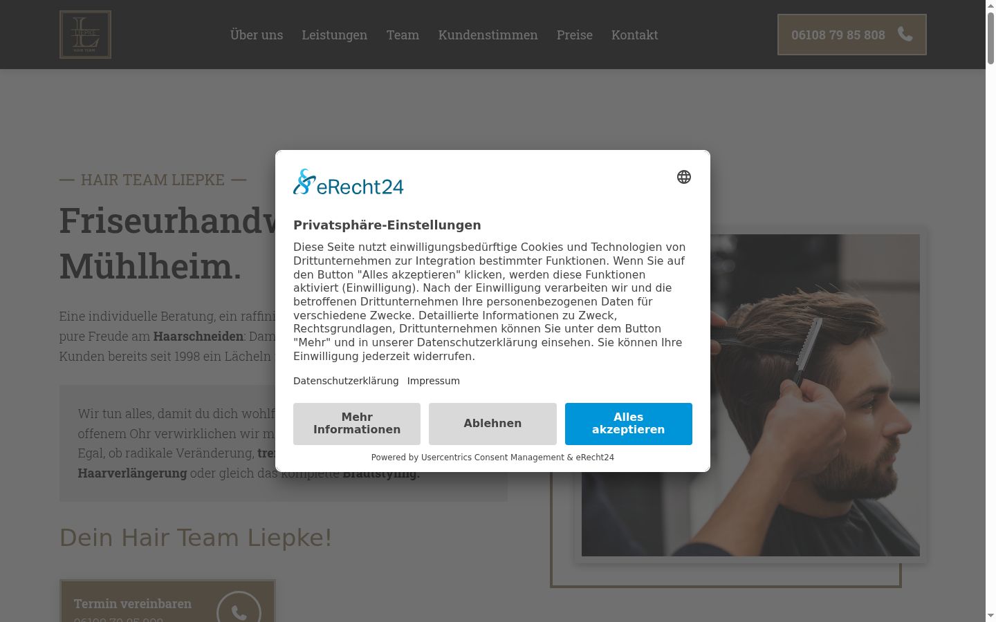 Screenshot van de toestemmingsbanner zoals getoond vóór enige interactie