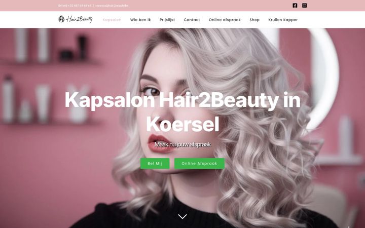 Screenshot of hair2beauty.be