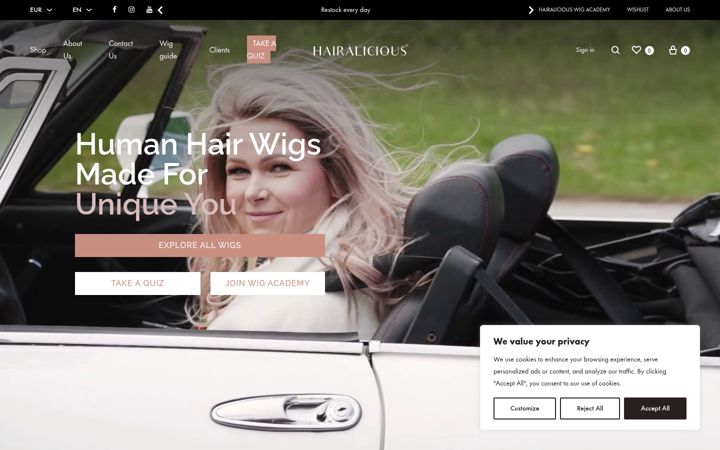 Screenshot of hairalicious.com