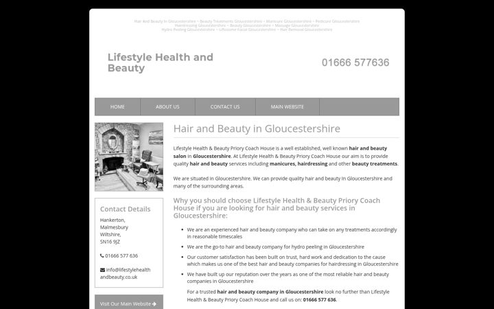 Screenshot of hairandbeautyingloucestershire.co.uk