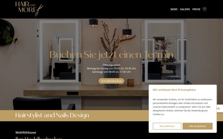 Screenshot of hairandmoregmbh.ch