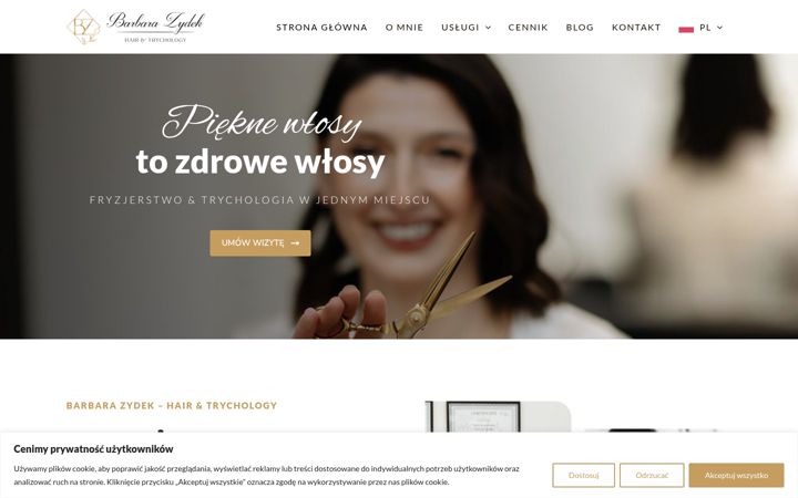 Screenshot of hairandtrychology.nl