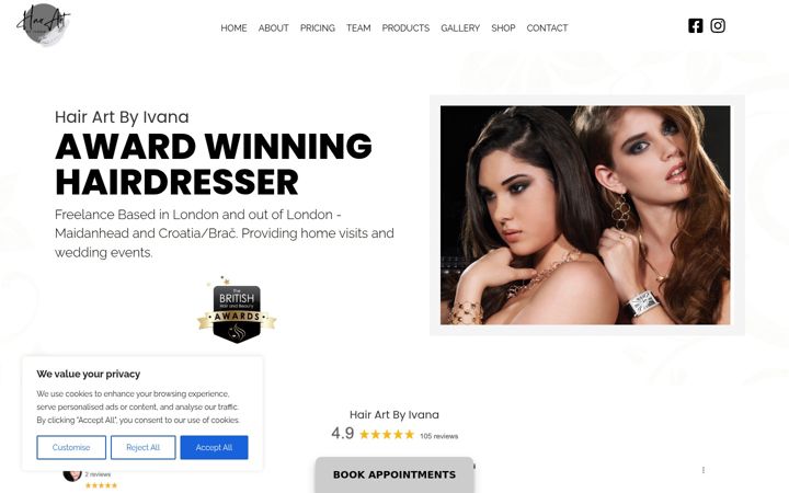 Screenshot of hairartlounge.com