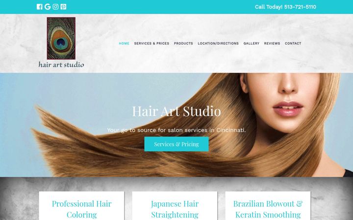 Screenshot of hairartstudio.org