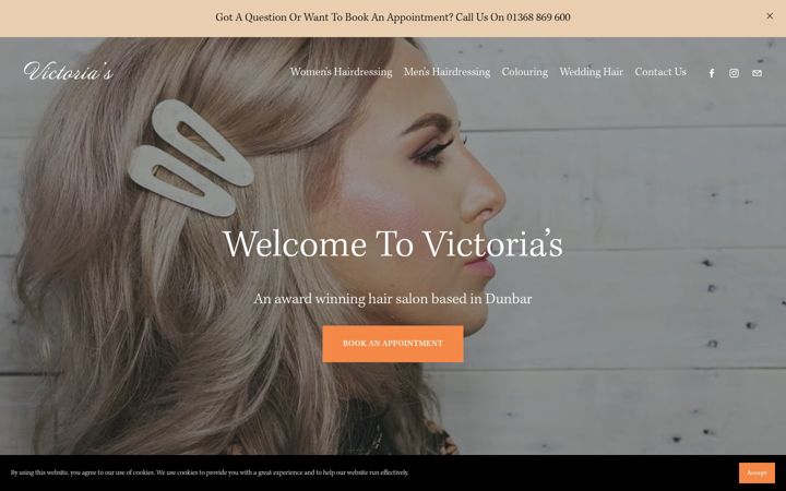 Screenshot of hairatvictorias.co.uk