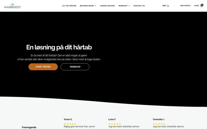 Screenshot of hairboost.dk