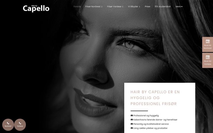 Screenshot of hairbycapello.dk