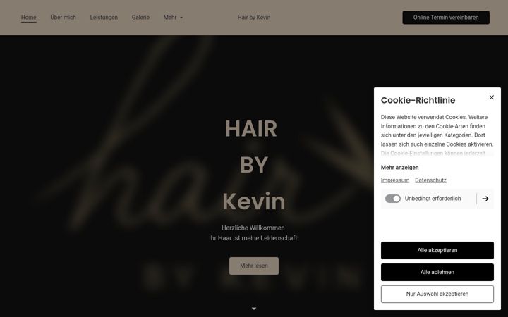 Screenshot of hairbykevinbayer.com