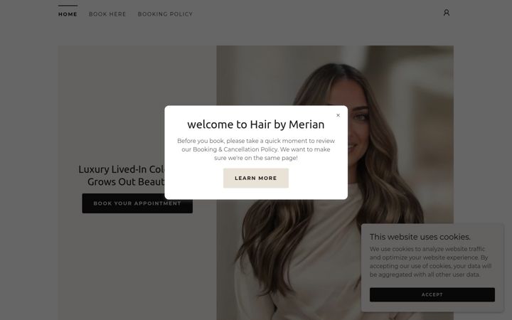 Screenshot of hairbymerian.com