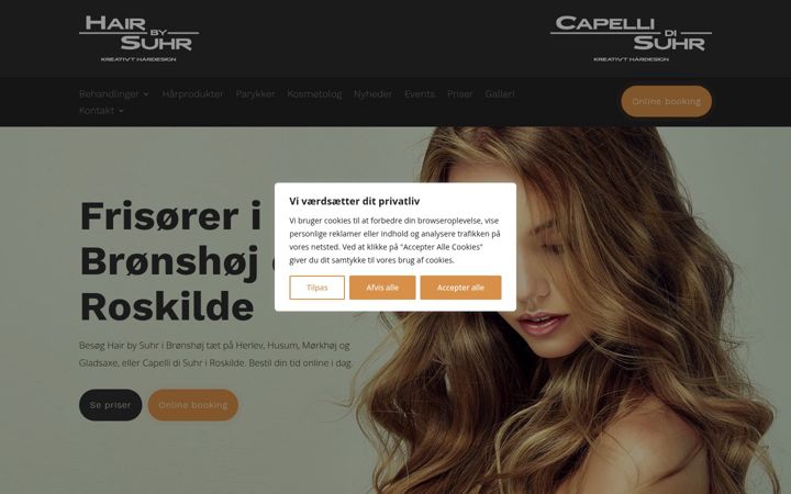 Screenshot of hairbysuhr.dk