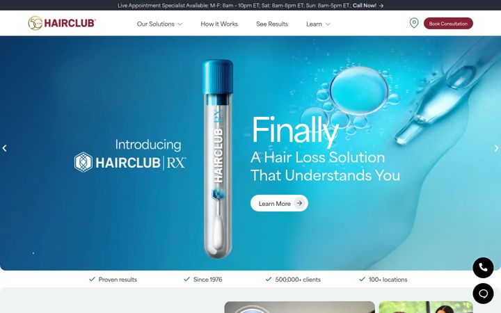 Screenshot of hairclub.com