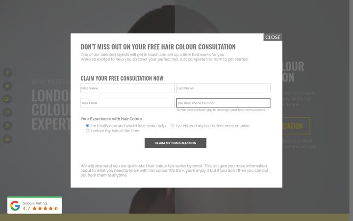 Screenshot of haircoloring.co.uk