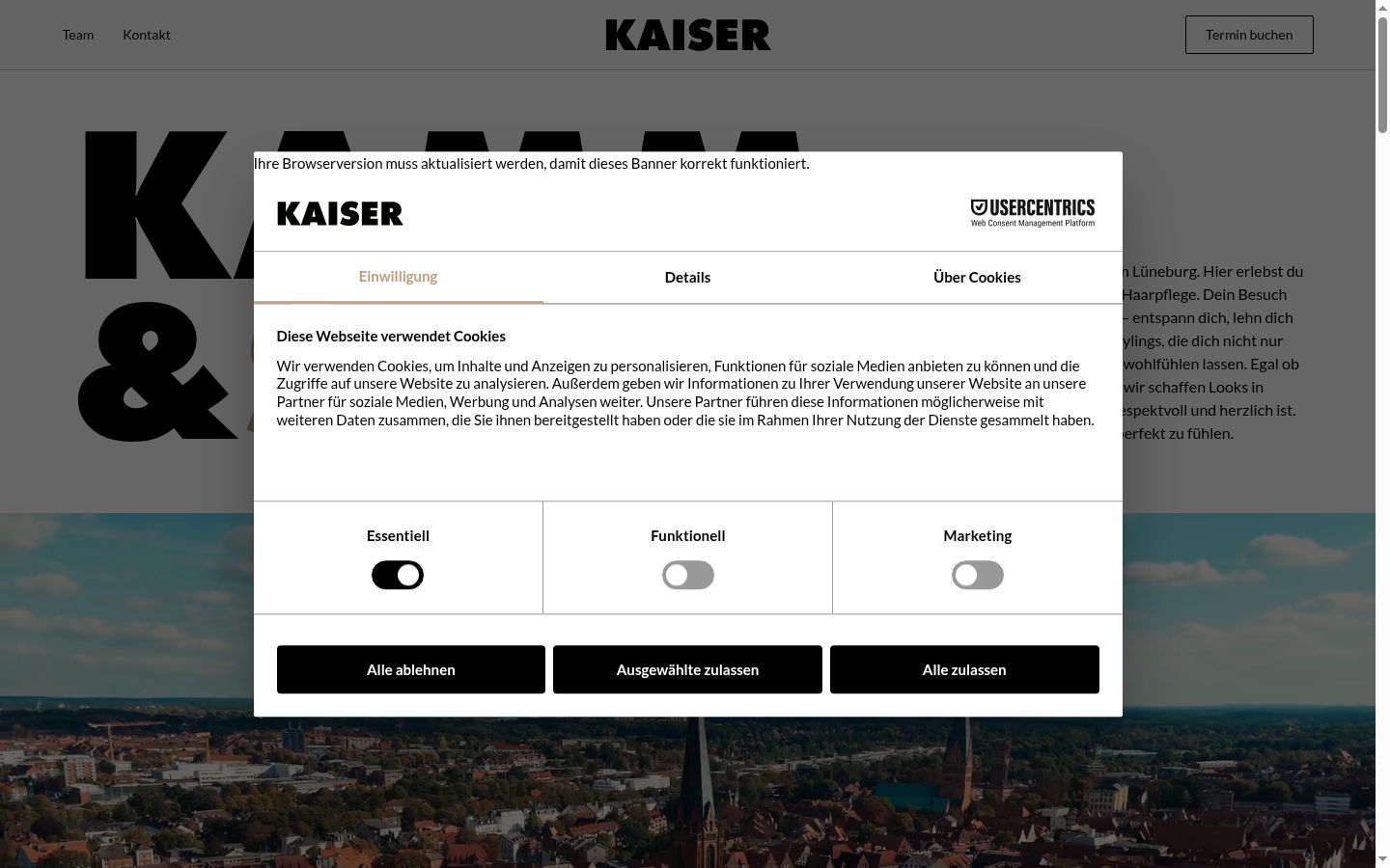 Screenshot of the consent banner shown before any interaction