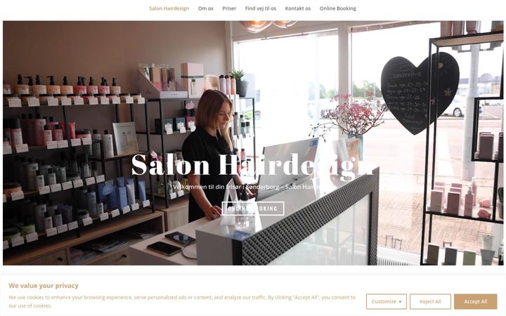 Screenshot of hairdesignbydiana.dk