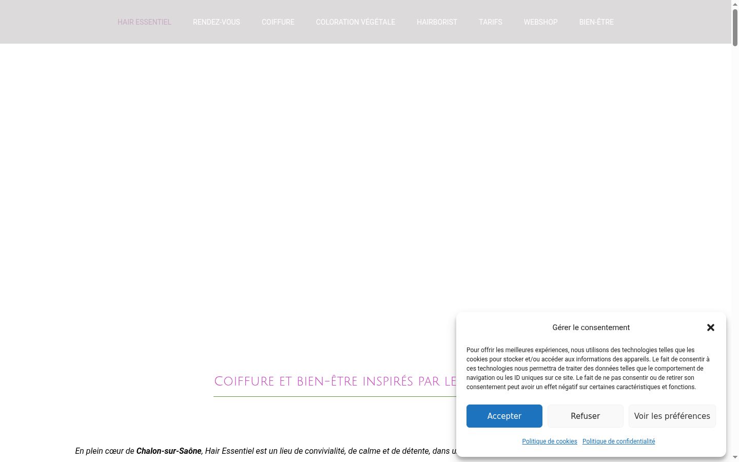 Captura de pantalla del banner de consentimiento mostrado antes de cualquier interacción