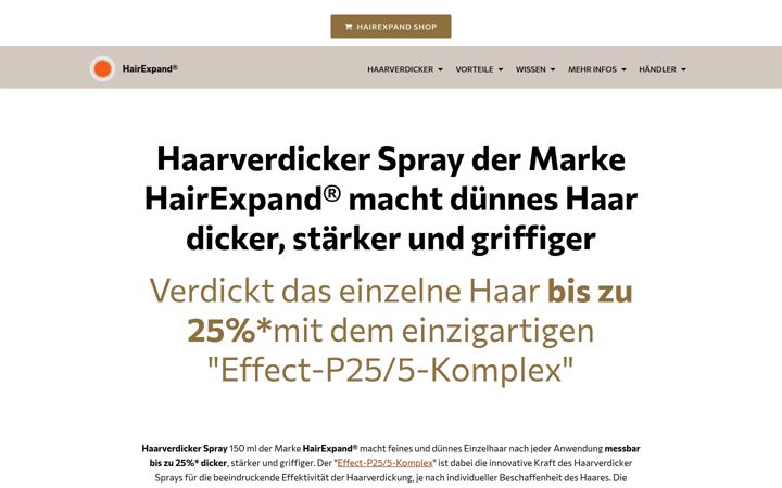 Ekrānuzņēmums no hairexpand.de