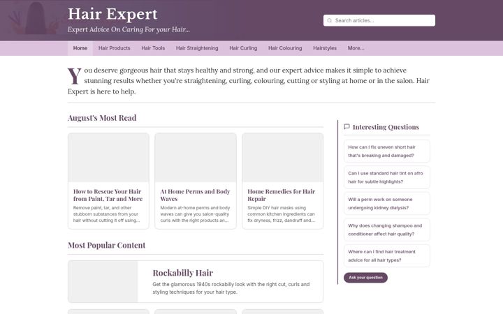 Screenshot of hairexpert.co.uk