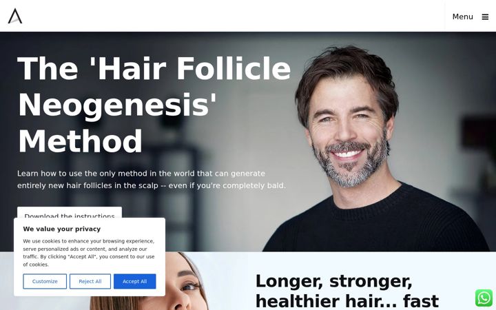 Screenshot of hairfollicleneogenesis.com