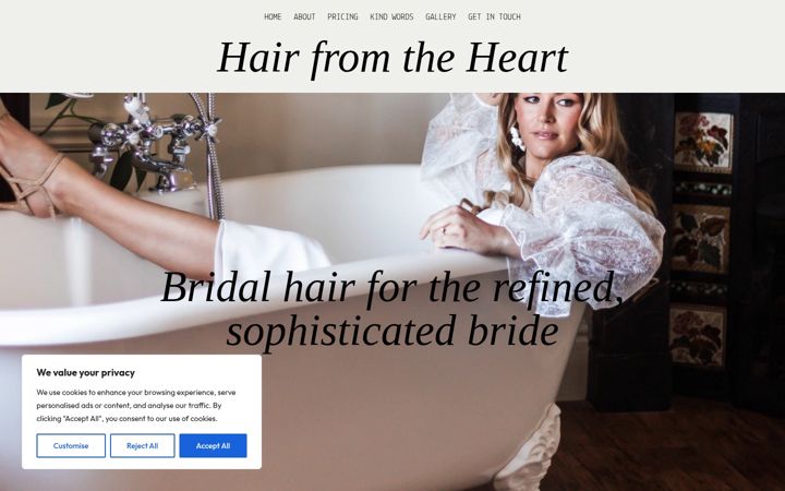 Screenshot of hairfromtheheart.co.uk