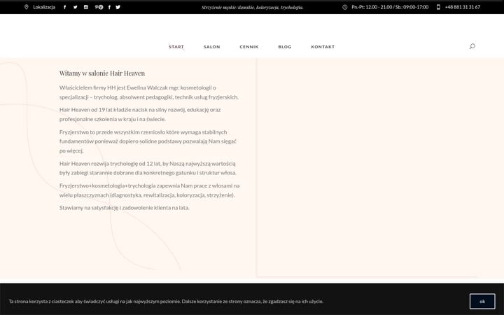 Screenshot of hairheaven.pl