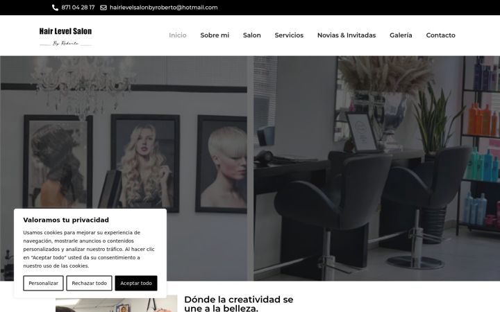 Screenshot of hairlevelsalonbyroberto.com