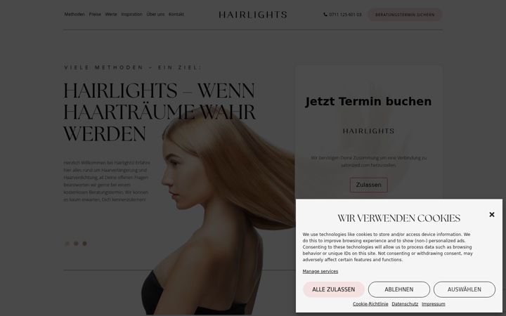 Screenshot of hairlights.eu