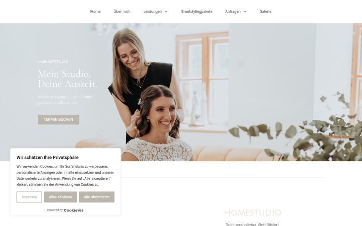 Screenshot of hairloftstudio.at