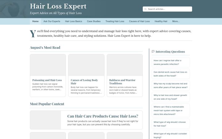 Screenshot of hairlossexpert.co.uk