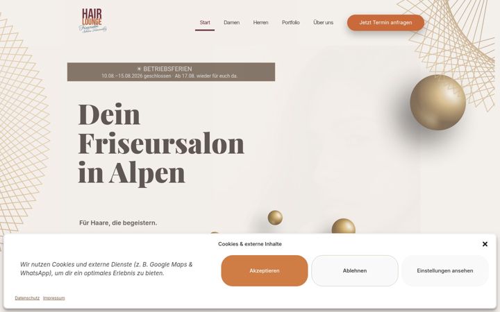 Screenshot of hairlounge-alpen.de