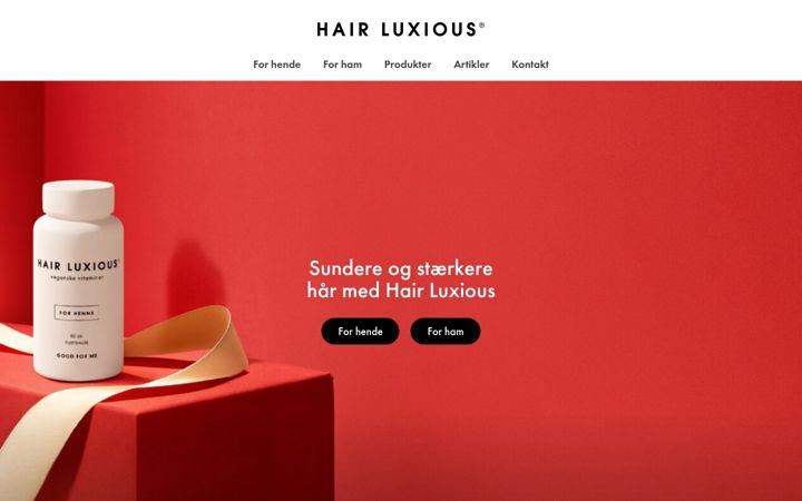 Screenshot of hairluxious.dk