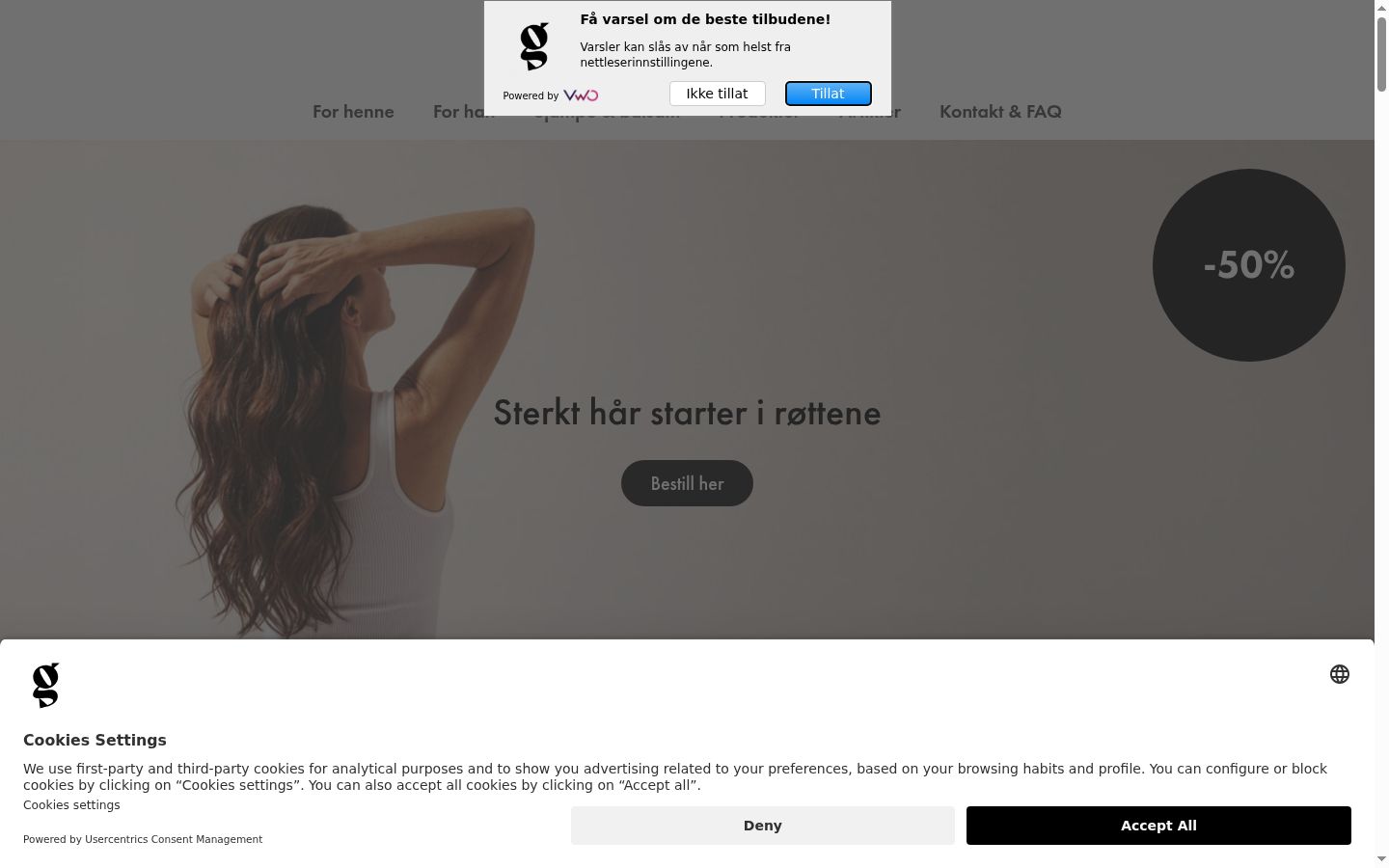 Screenshot del banner di consenso mostrato prima di qualsiasi interazione