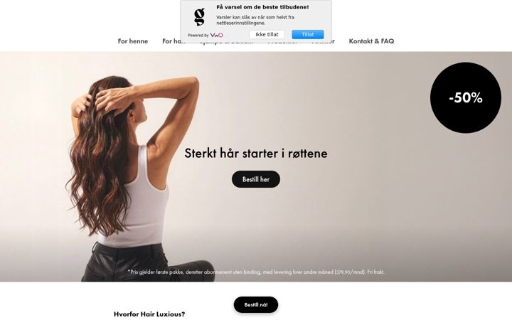 Screenshot of hairluxious.no