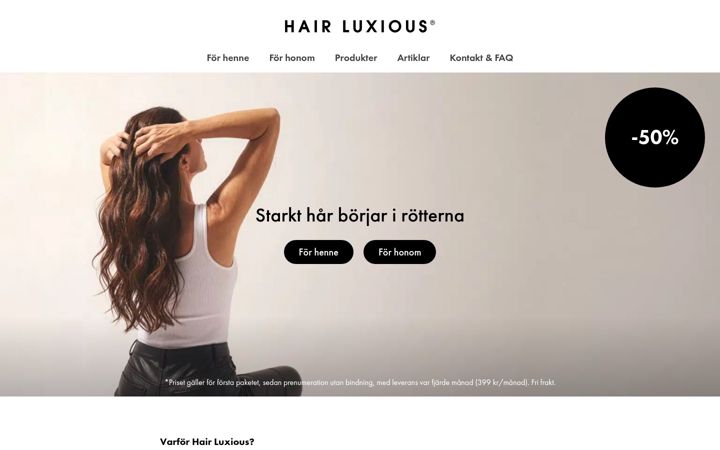 Screenshot of hairluxious.se