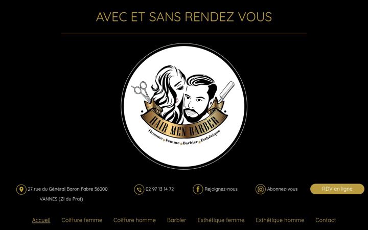 Screenshot of hairmenbarber.fr