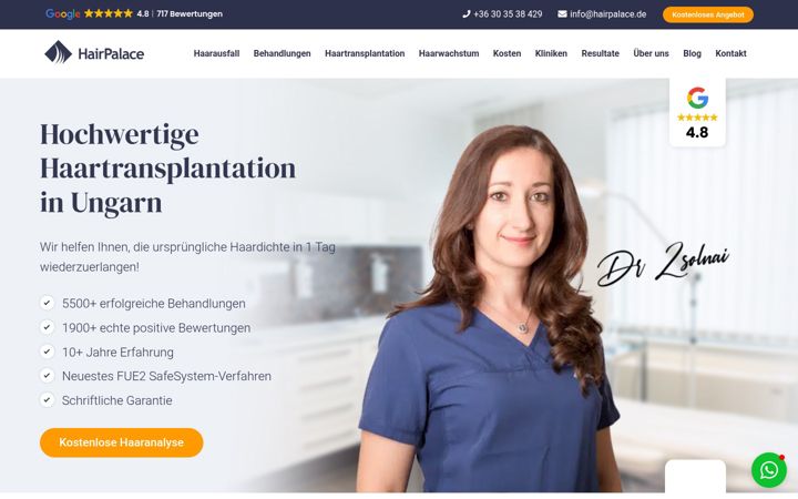 Screenshot of hairpalace.de