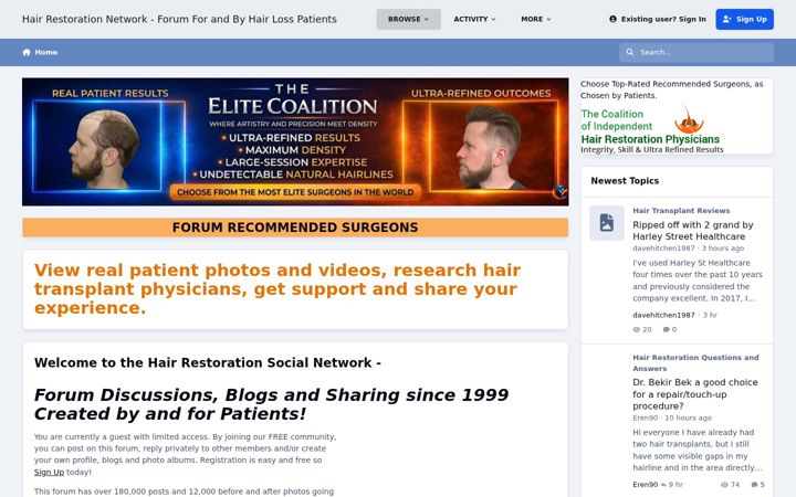 Screenshot of hairrestorationnetwork.com