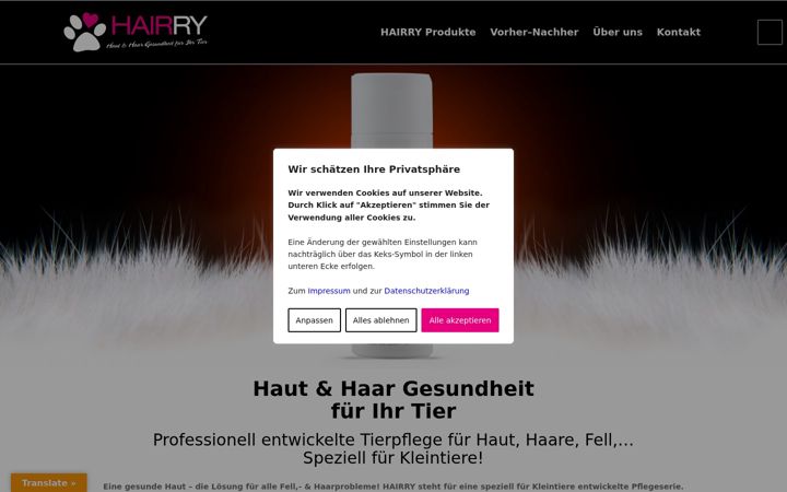 Screenshot of hairry.eu